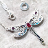 Dragonfly Link Chain Necklace 925 Sterling Silver Boho Gift For Women