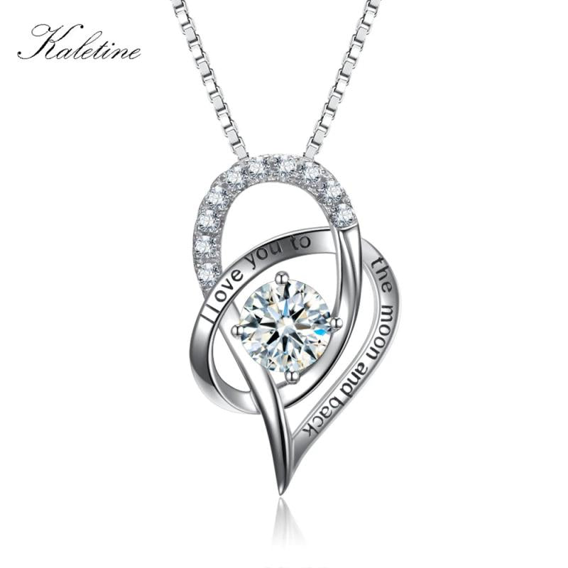 Kaletine Love Heart Pendant Necklace 925 Sterling Silver Jewelry
