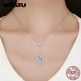 925 Sterling Silver Bears & Heart Pendant Choker Necklace