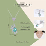 925 Sterling Silver Bears & Heart Pendant Choker Necklace