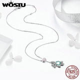 925 Sterling Silver Bears & Heart Pendant Choker Necklace
