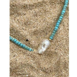 Turquoises Choker Necklace Baroque Pearl Charm Short Necklace