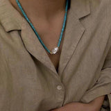 Turquoises Choker Necklace Baroque Pearl Charm Short Necklace