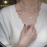 ASHIQ Mini Freshwater Pearl Necklace 925 Sterling Silver Girl Gift