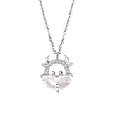 S925 Sterling Silver Cow Necklace Zircon Pendant