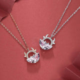 S925 Sterling Silver Cow Necklace Zircon Pendant