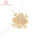 4PCS 25x33MM 24K Plated Chinese Knot Earrings Hooks DIY Jewelry