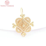 4PCS 25x33MM 24K Plated Chinese Knot Earrings Hooks DIY Jewelry