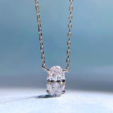 925 Silver Oval Cut Diamond Pendant Necklace 18K Plated