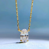 925 Silver Oval Cut Diamond Pendant Necklace 18K Plated