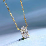 925 Silver Oval Cut Diamond Pendant Necklace 18K Plated