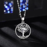 Eudora Silver Tree Necklace with Crystal Pendant