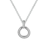 Double Circle Pendant Necklace Collier Long Chain Real Silver S925