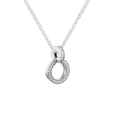 Double Circle Pendant Necklace Collier Long Chain Real Silver S925