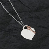 925 Silver Love Key Necklace Women's Party Accessory