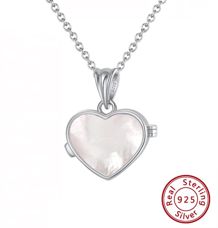 Rose 925 Silver Heart Shape Pearl Necklace for Women