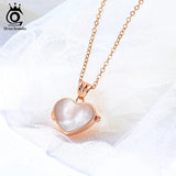 Rose 925 Silver Heart Shape Pearl Necklace for Women