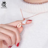 Rose 925 Silver Heart Shape Pearl Necklace for Women