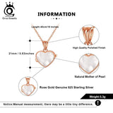 Rose 925 Silver Heart Shape Pearl Necklace for Women