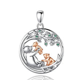 Eudora925 Sterling Silver Brown Bear & Cubs Pendant Necklace CYD773
