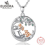 Eudora925 Sterling Silver Brown Bear & Cubs Pendant Necklace CYD773