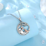 Eudora925 Sterling Silver Brown Bear & Cubs Pendant Necklace CYD773