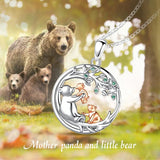 Eudora925 Sterling Silver Brown Bear & Cubs Pendant Necklace CYD773