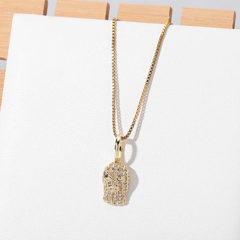925 Silver Mask Pendant with Iced Zircon Hip-hop Jewelry