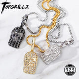925 Silver Mask Pendant with Iced Zircon Hip-hop Jewelry