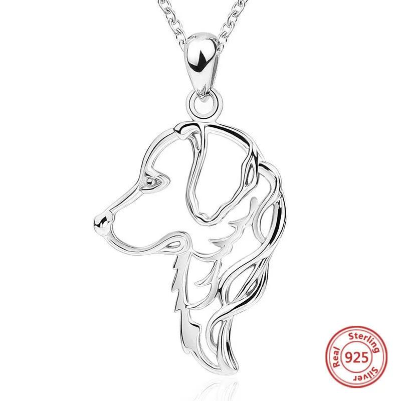 925 Silver Golden Dog Pendant Necklace Women's Jewelry