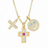 925 Silver Star Cross DIY 3 Pendant Necklace Women Party Jewelry