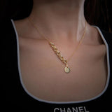 F.I.N.S S925 Silver Necklace Small Round Tag Thick Chain Pendant Punk Clavicle