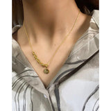 F.I.N.S S925 Silver Necklace Small Round Tag Thick Chain Pendant Punk Clavicle