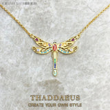 Dragonfly Link Chain Necklace 925 Sterling Silver Bohemia Gift