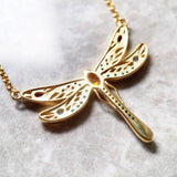 Dragonfly Link Chain Necklace 925 Sterling Silver Bohemia Gift