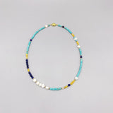 Lapis Agate Turquoise Necklace with Pearls