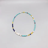 Lapis Agate Turquoise Necklace with Pearls