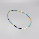 Lapis Agate Turquoise Necklace with Pearls
