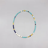 Lapis Agate Turquoise Necklace with Pearls