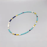 Lapis Agate Turquoise Necklace with Pearls