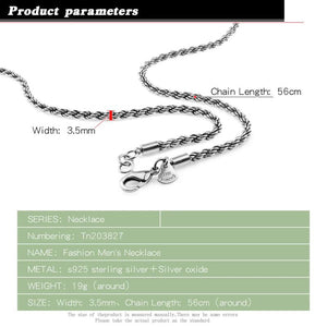 Men's 925 Sterling Silver Necklace 3.5MM Twisted Chain