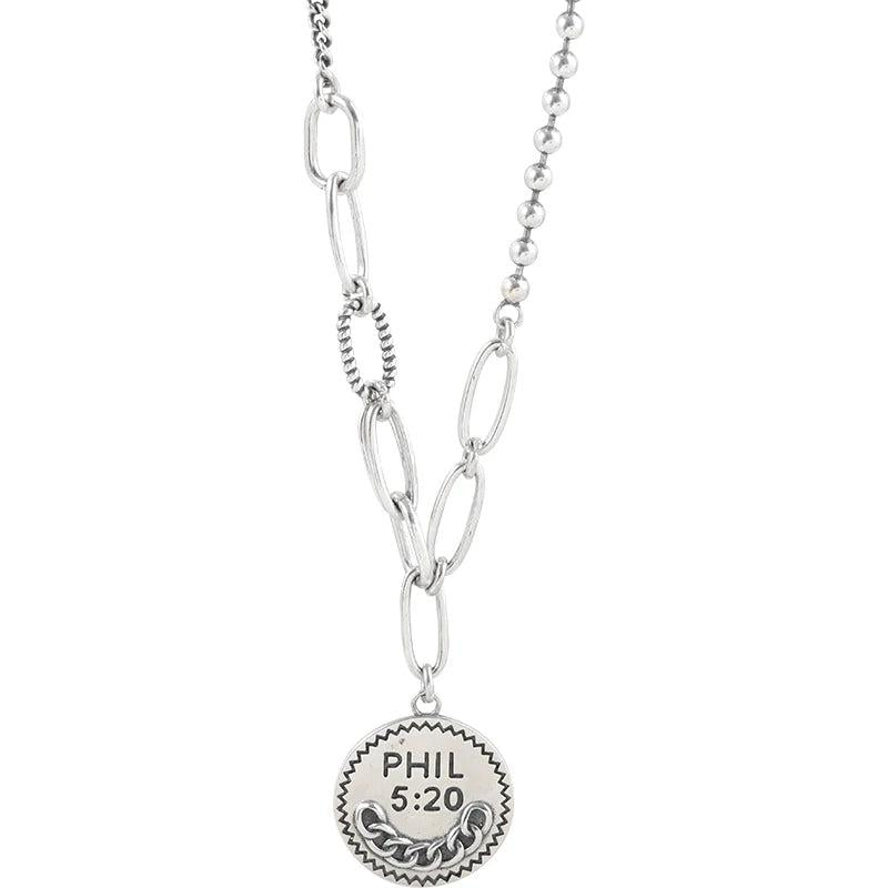 S925 Silver Round Letter Necklace Vintage Jewelry Girls