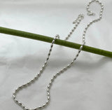 925 Sterling Silver Choker Necklace Olive Beads Chain Fine Jewelry