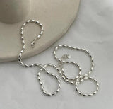 925 Sterling Silver Choker Necklace Olive Beads Chain Fine Jewelry