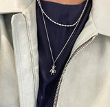 925 Sterling Silver Choker Necklace Olive Beads Chain Fine Jewelry