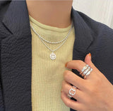 925 Sterling Silver Choker Necklace Olive Beads Chain Fine Jewelry