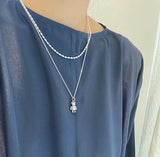 925 Sterling Silver Choker Necklace Olive Beads Chain Fine Jewelry