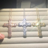 925 Silver Jesus Cross Pendant Necklace Simulated Diamond 14K