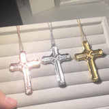 925 Silver Jesus Cross Pendant Necklace Simulated Diamond 14K