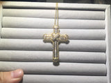 925 Silver Jesus Cross Pendant Necklace Simulated Diamond 14K